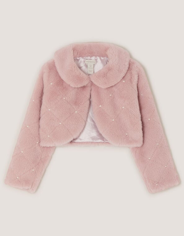 Posie Pearl Faux Fur Jacket, Pink (PINK), large