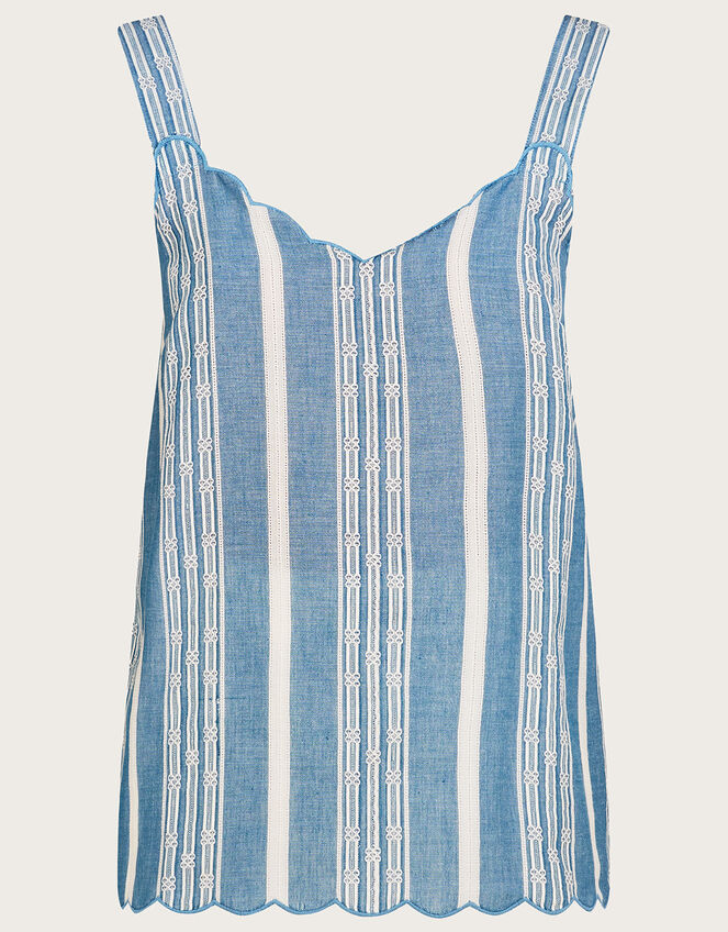 Stripe Cami Top in Sustainable Cotton, Blue (BLUE), large