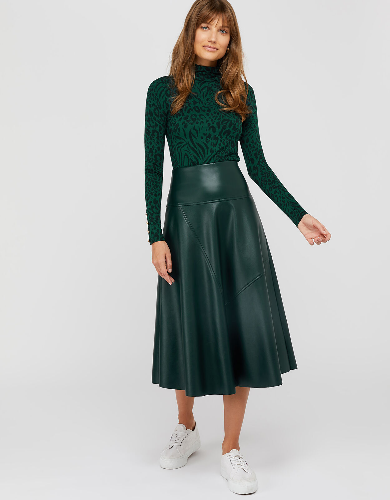Green leather new arrivals skirt for sale