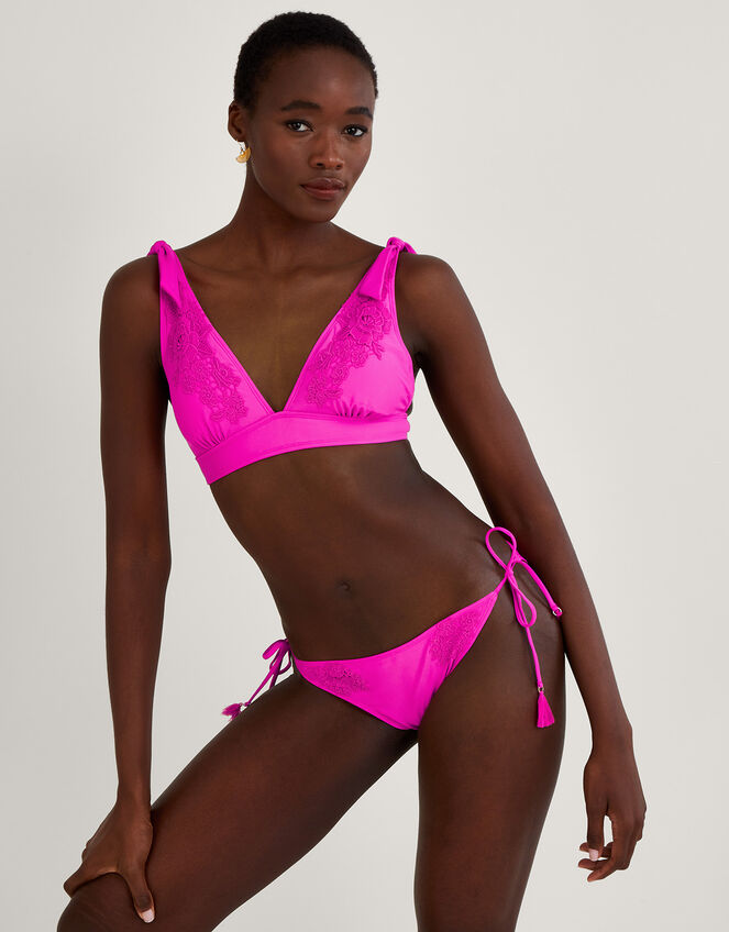 Lace Trim Bikini Top, Pink (PINK), large