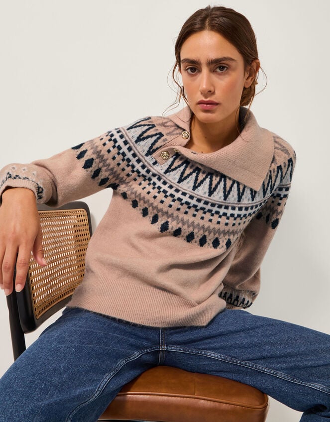 Fifi Fair Isle Jumper, Camel (CAMEL), large