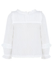 Woven Prairie Blouse in Pure Cotton, Ivory (IVORY), large