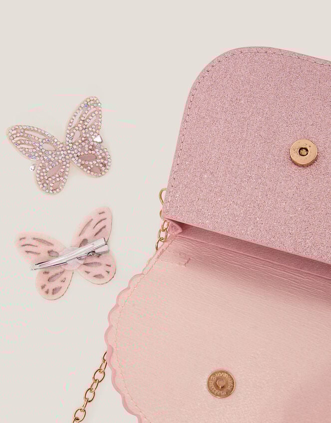 Scallop Butterfly Bag & Hair Clips Set, , large