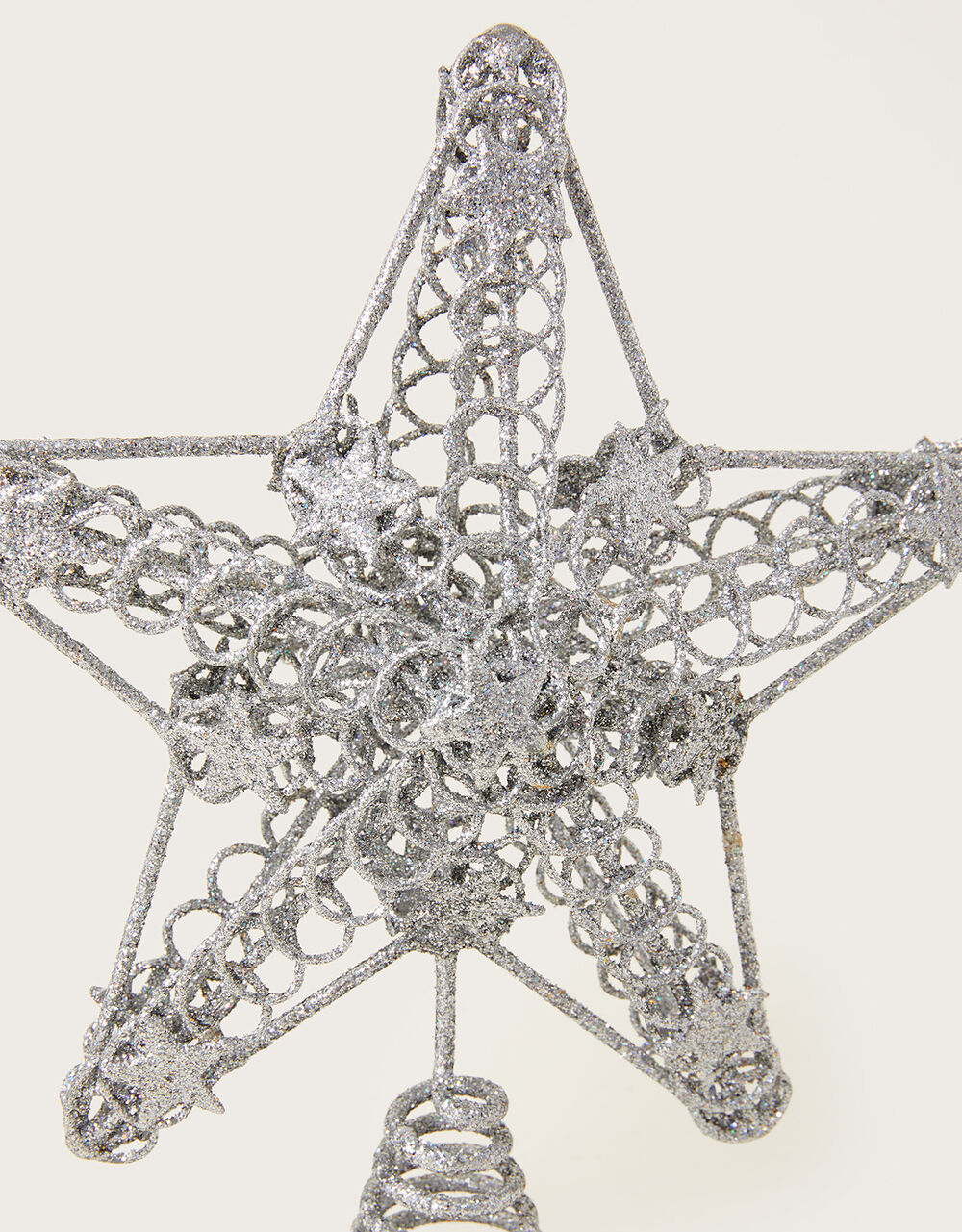 Glitter Star Christmas Tree Topper Silver Decorations Monsoon Global.