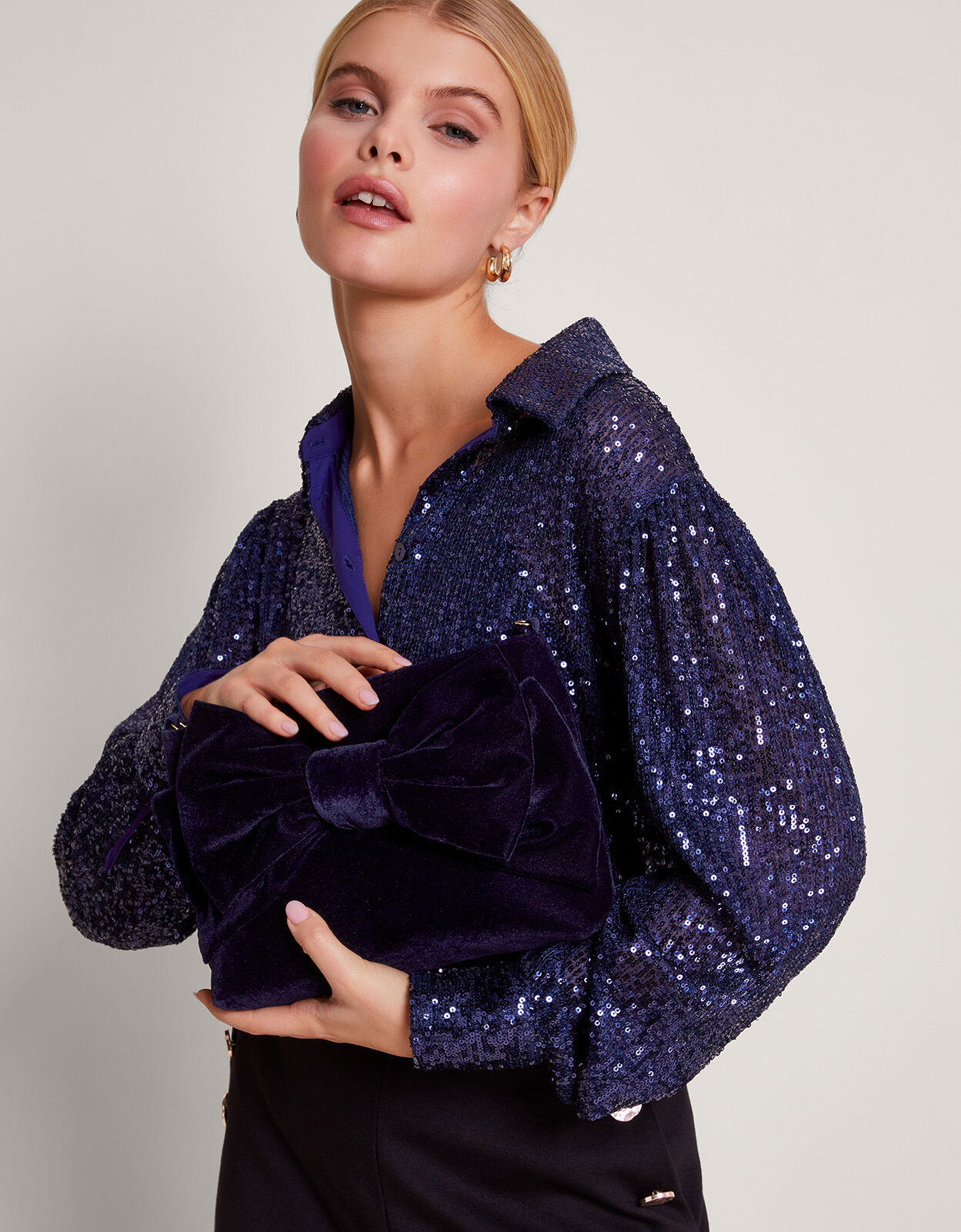 Monsoon navy clutch bag store