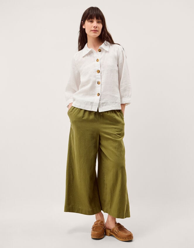 Emelia Linen Shirt, Ivory (IVORY), large