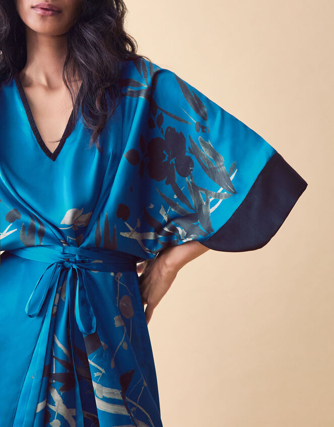 Clemence Lian Floral Print Kimono Dress, Blue (BLUE), large