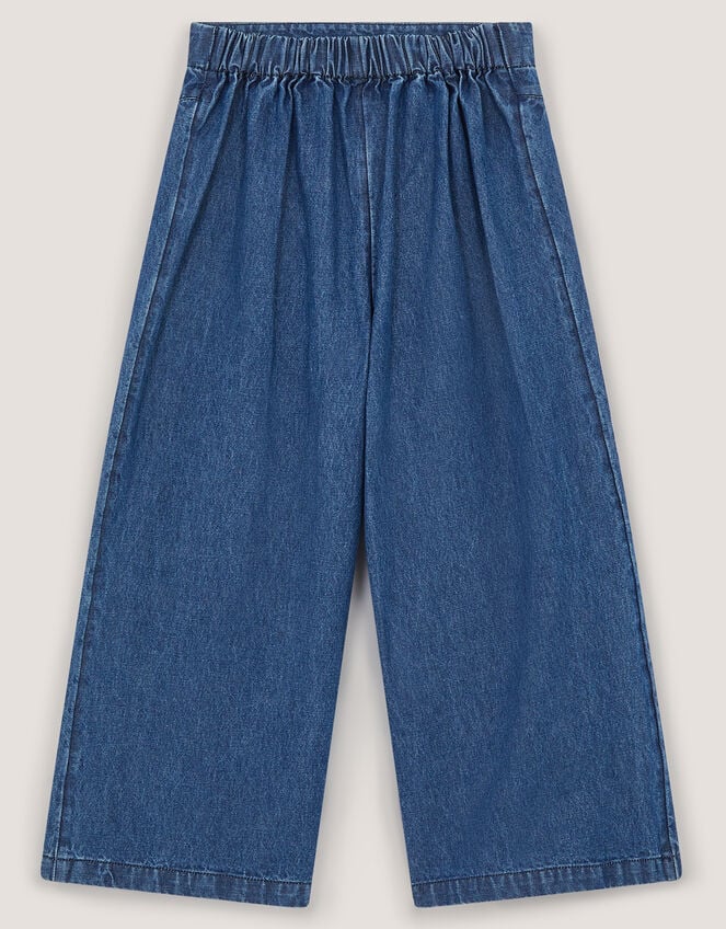 Embroidered Pocket Chambray Trousers, Blue (BLUE), large