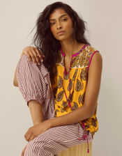 Magdalena Sleeveless Paisley Top, Yellow (YELLOW), large