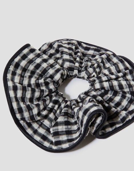 Oversized Gingham Hair Scrunchie, , large
