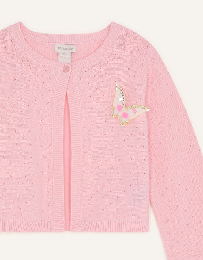 Butterfly Applique Cardigan, Pink (PINK), large