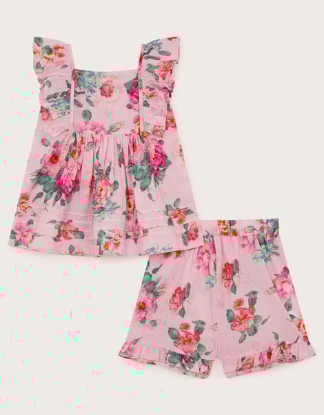 Baby Vintage Floral Top and Shorts Set, Pink (PINK), large
