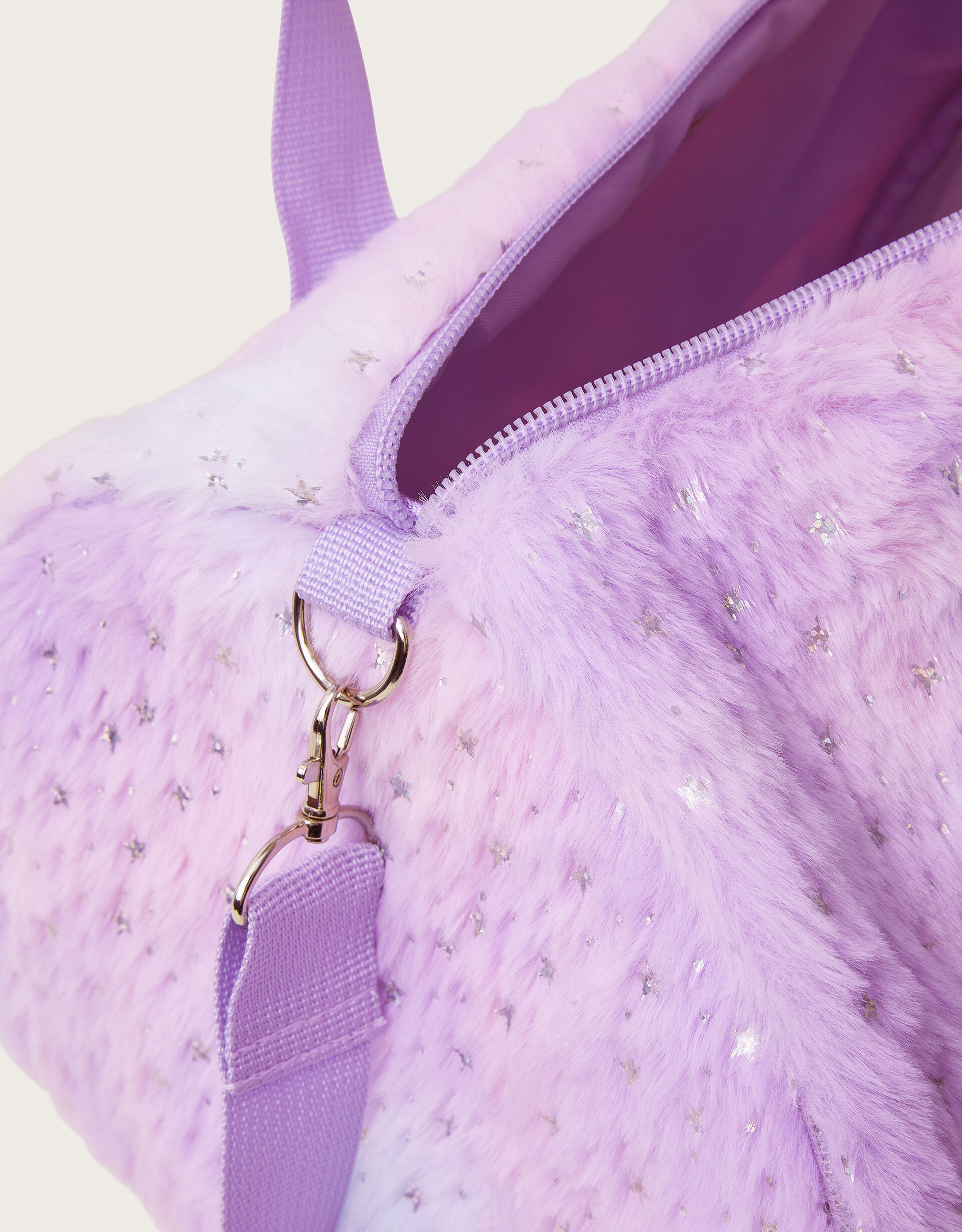 Pink fur duffle bag store