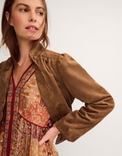 Lucia Faux Suede Jacket, Brown (BROWN), large