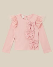 3D Bow Long Sleeve Top, Pink (PINK), large