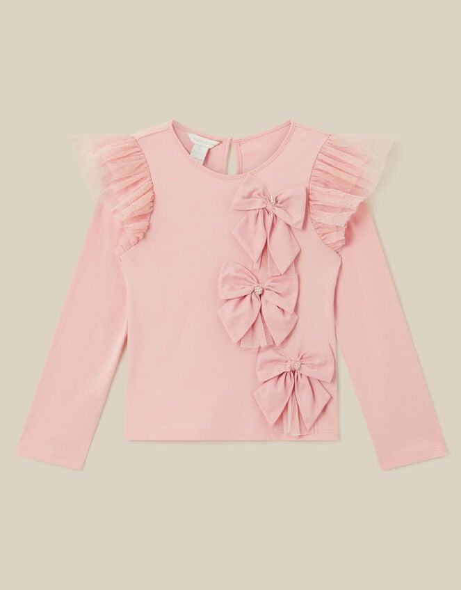 3D Bow Long Sleeve Top, Pink (PINK), large