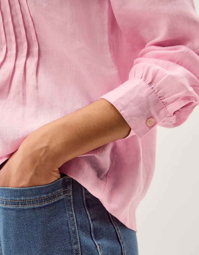 Riley Pintuck Linen Top, Pink (PINK), large