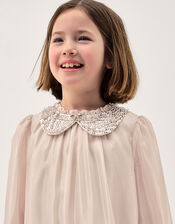 Nicolette Beaded Collar Party Dress, Gold (GOLD), large