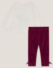 Baby Christmas Top & Velour Leggings Set, Red (BURGUNDY), large