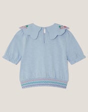 Embroidered Scallop Collar Top, Purple (LILAC), large