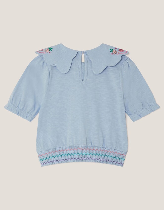Embroidered Scallop Collar Top, Purple (LILAC), large