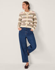 Ella Floral Knitted Cardigan, Ivory (IVORY), large