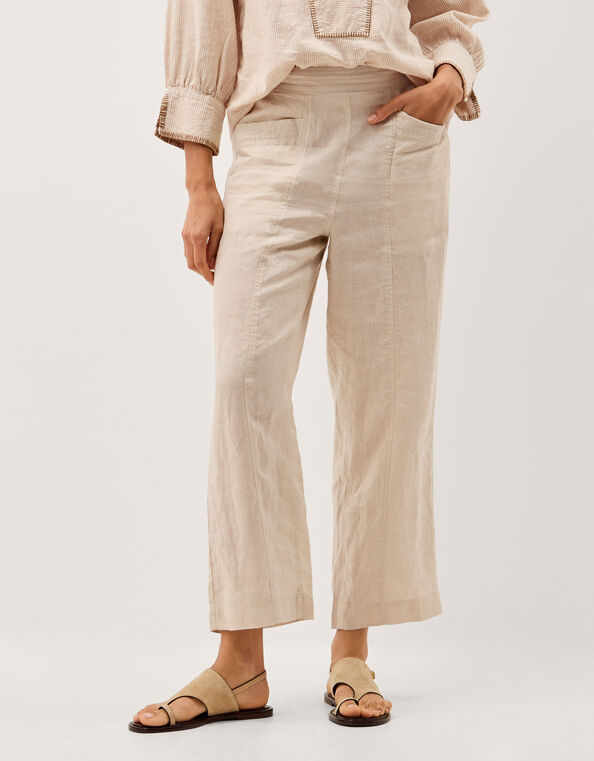 Lucy Short Straight Leg Linen Pants, Natural (NATURAL), large
