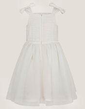 Olivia Pearl Ruched Tulle Dress, Ivory (IVORY), large