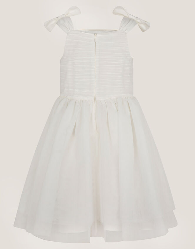 Olivia Pearl Ruched Tulle Dress, Ivory (IVORY), large