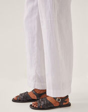 Jolie Short Linen Wide Leg Trousers, White (WHITE), large