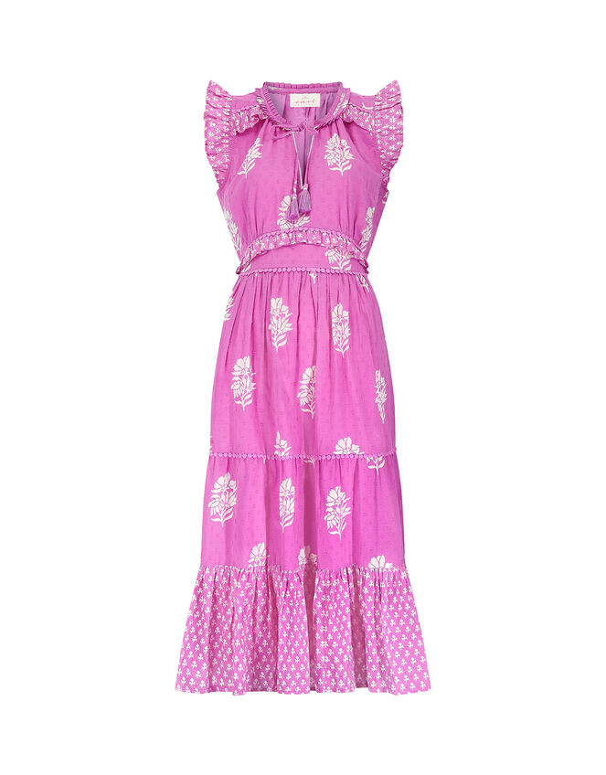 East Sleeveless Tiered Print Dress, Pink (PINK), large