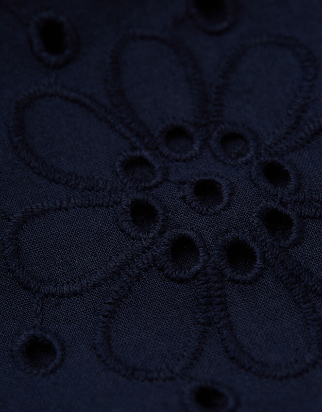 Frugi Serena Schiffli Dress, Blue (NAVY), large