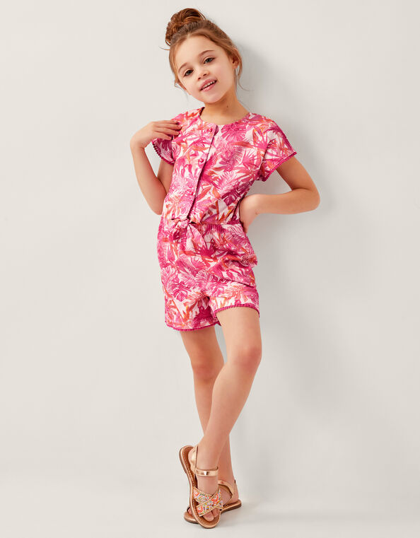 Birds Of Paradise Short Sleeve Romper, Pink (PINK), large