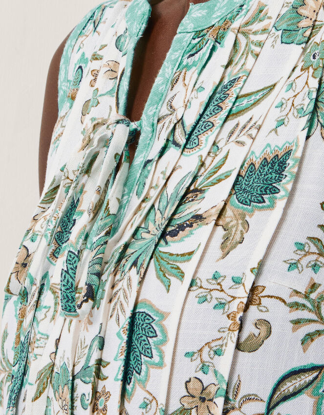 Saoirse Sleeveless Pintuck Floral Top, Ivory (IVORY), large