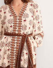 Carrie Floral Print Mini Dress, Ivory (IVORY), large
