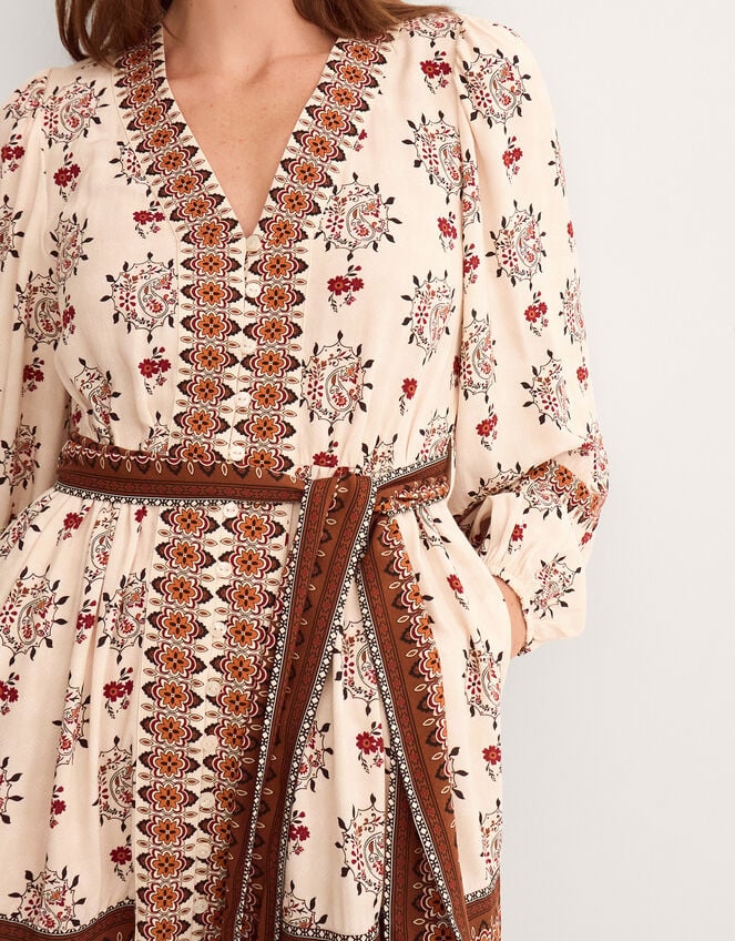 Carrie Floral Print Mini Dress, Ivory (IVORY), large