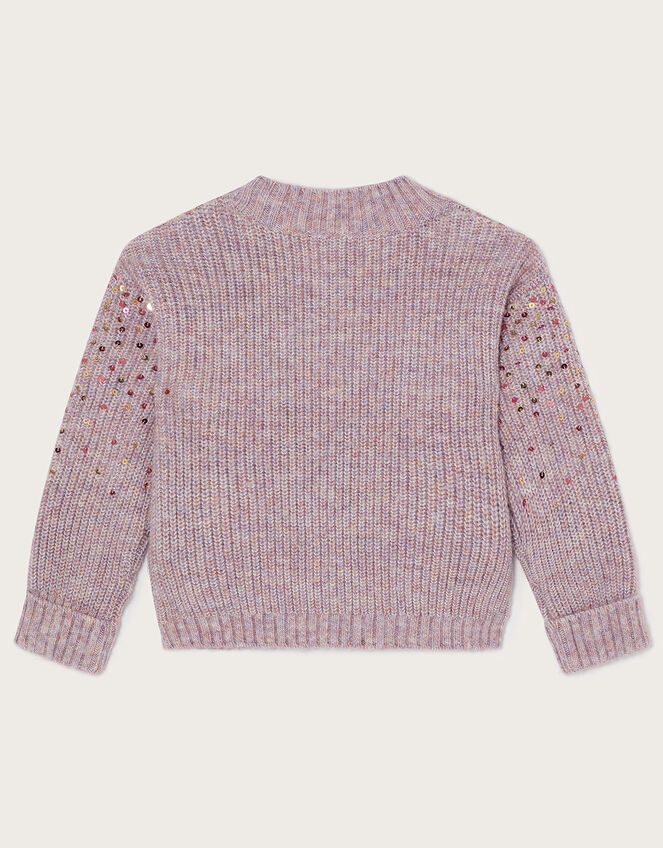 Sequin Spray Ribbed Crew Neck Jumper, Pink (DUSKY PINK), large