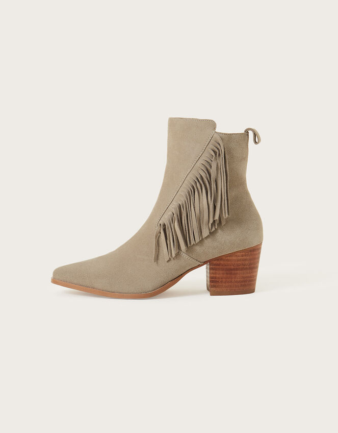 Fringe Suede Boots, Natural (STONE), large