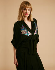 Tallulah and Hope Gloria Embroidered Blouse, Black (BLACK), large