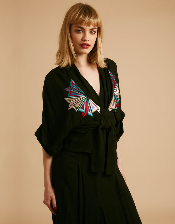 Tallulah and Hope Gloria Embroidered Blouse, Black (BLACK), large