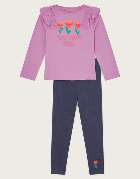 You Grow Girl Top and Leggings Set, Purple (LILAC), large