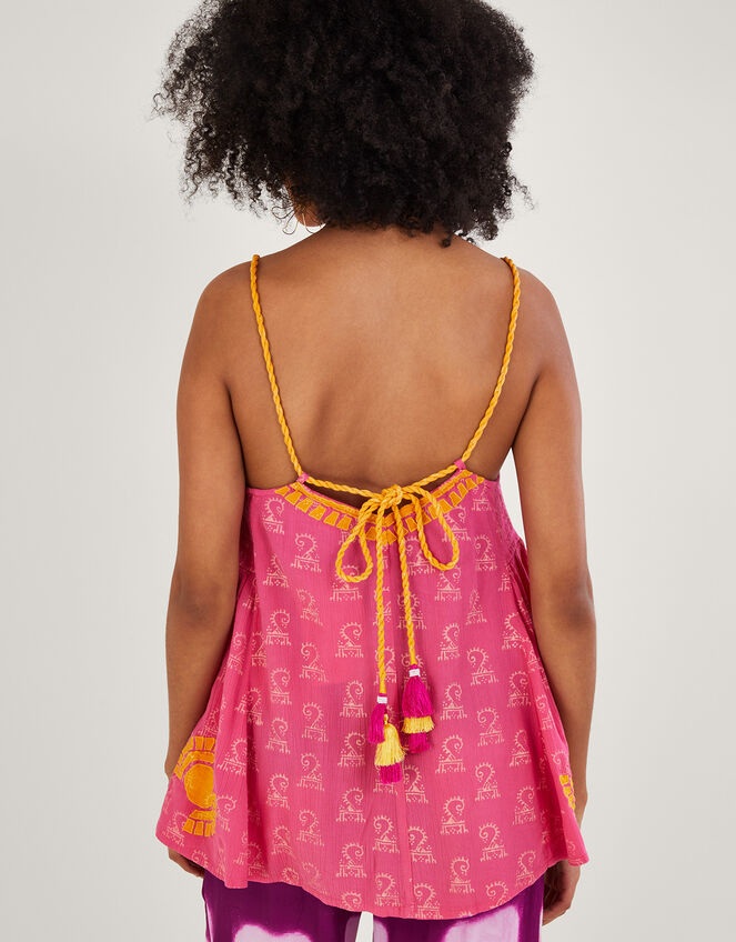 Print Woven Strap Cami Top in LENZING™ ECOVERO™, Pink (PINK), large