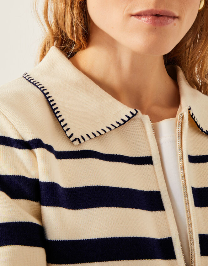Sabine Stripe Collar Jacket, Ivory (IVORY), large