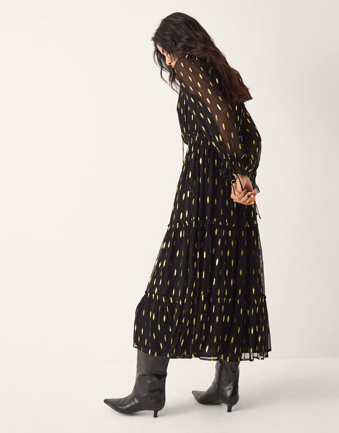La Galeria Elefante Cowgirl Shimmer Midi Dress, Black (BLACK GOLD), large