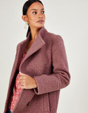 Blake Boucle Double Breasted Funnel Neck Coat, Pink (PINK), large