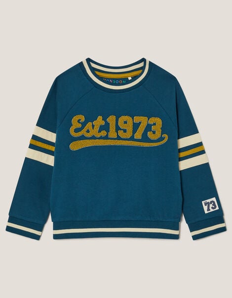 Snow Leopard Varsity Sweatshirt, Blue (BLUE), large