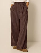 Jen Pinstripe Wide Leg Trousers, Brown (CHOCOLATE), large