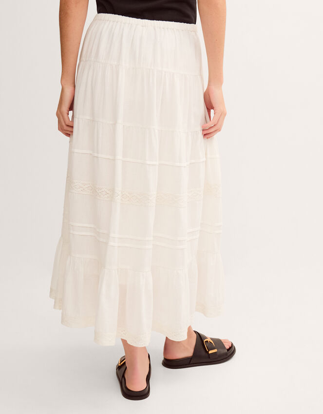 Maria Tiered Maxi Skirt, White (WHITE), large