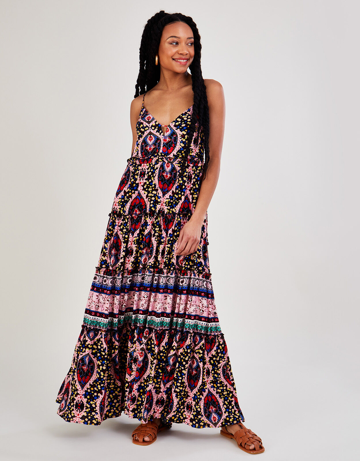 Strappy Print Maxi Dress in LENZING ECOVERO Multi