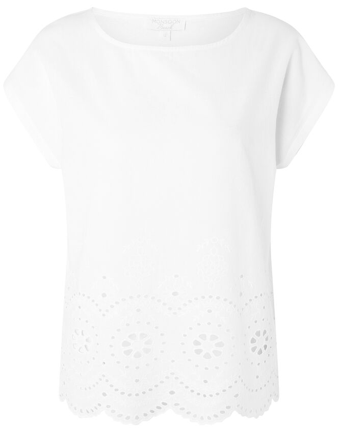 Lila Woven Front Tee in Organic Cotton , Ivory (IVORY), large